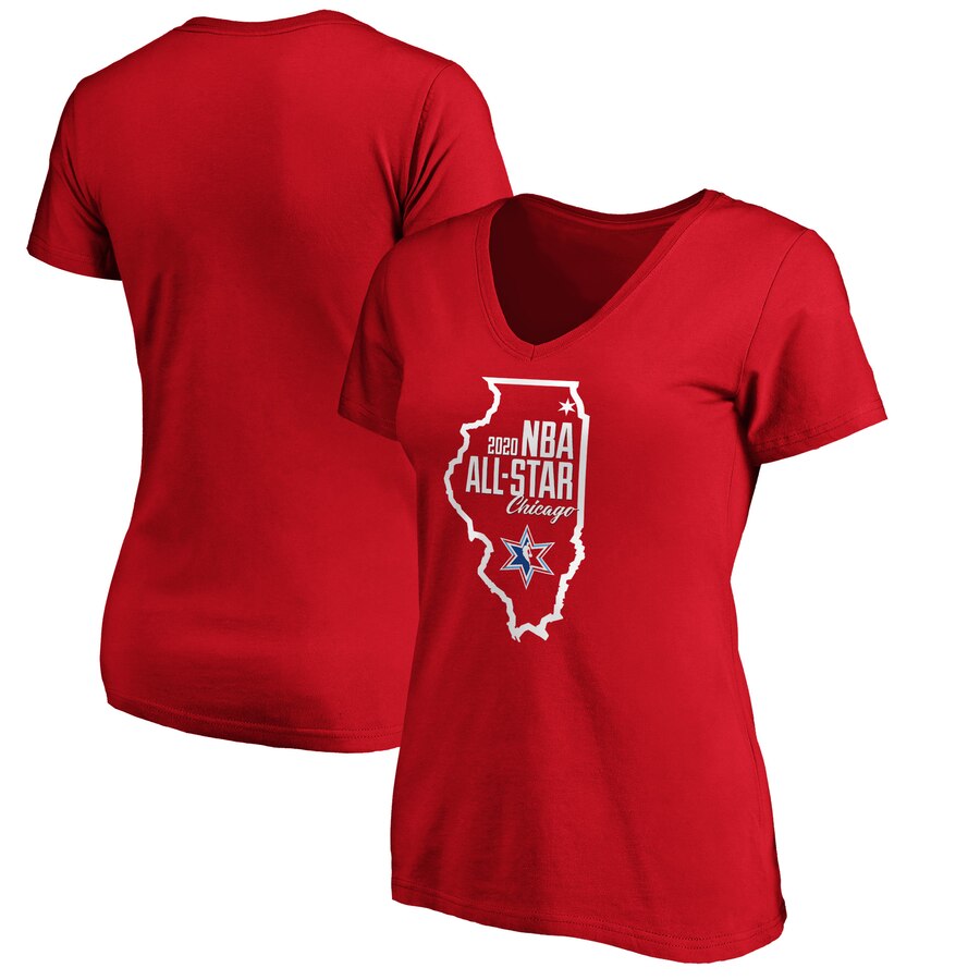 2020 Fanatics Branded Women 2020 NBA AllStar Game Highlight Dunk VNeck TShirt  Red->nba t-shirts->Sports Accessory